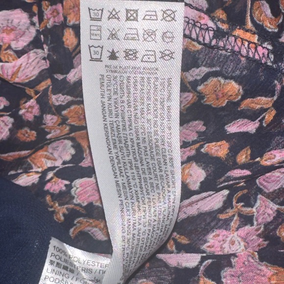 MNG (Mango) floral maxi dress, S with long sheer sleeves purple-pink‎ flowers - Picture 13 of 13